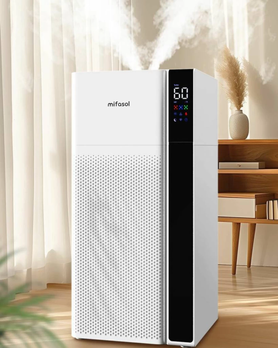 Mifasol 5.3Gal/20L Large Room Humidifier with Warm & Cool Mist, Dual Nozzles for Home, Office, Greenhouse, and Bedroom, Black