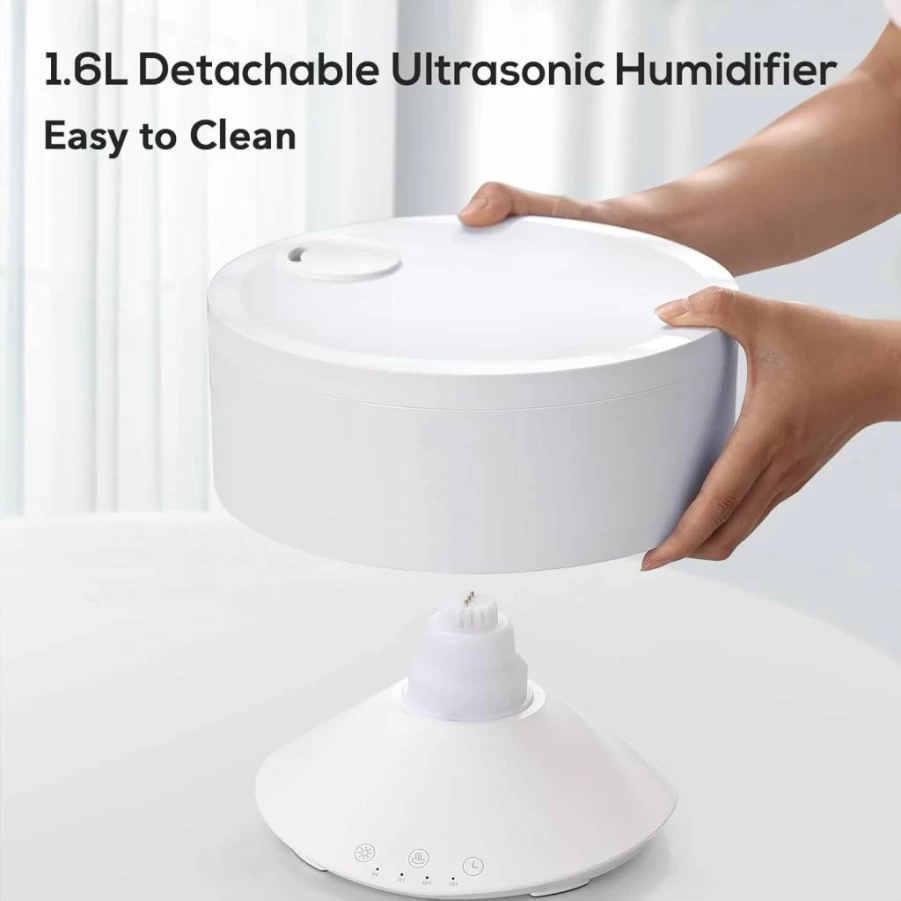 Levoair 1.6L Ultrasonic Cool Mist Humidifier with Essential Oil Diffuser, Colorful Night Light, Easy Top Fill Cleaning, Ultra Quiet for Bedroom, Baby, Plants, 20-Hour Runtime