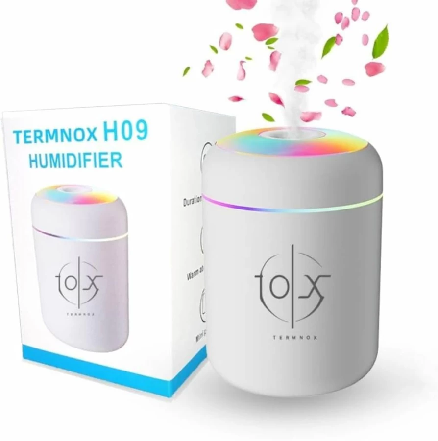 TERMNOX Mini Portable Air Freshener Humidifier - USB Essential Oil Diffuser with Dual Mist Modes, LED Light, Quiet Aromatherapy for Car, Home, Office, Travel (Black)