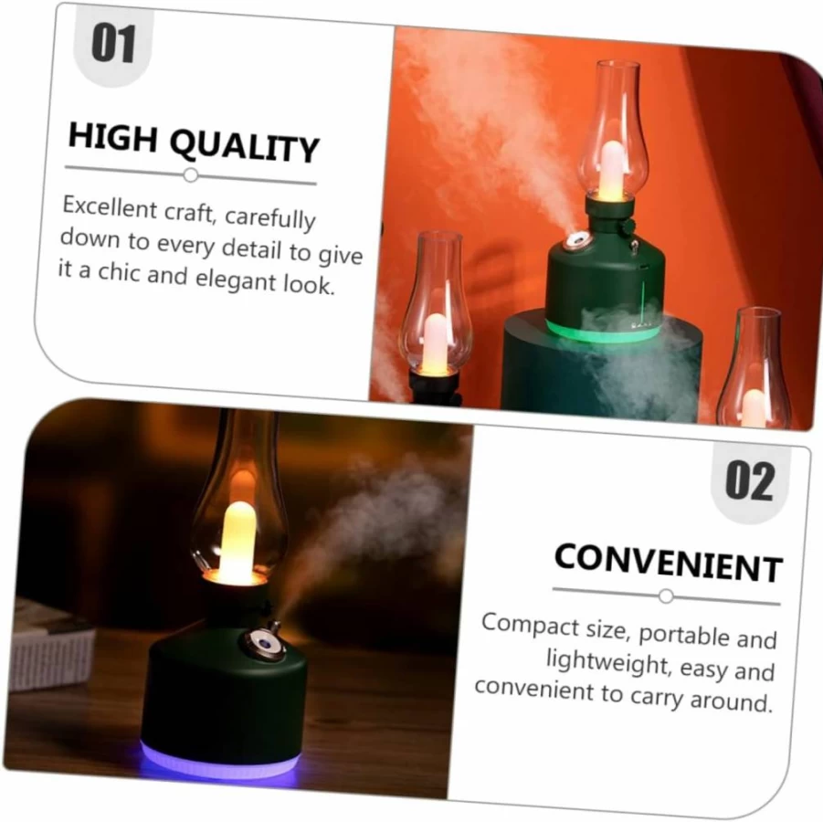 CONGARTENO Vintage USB Humidifier Lamp - Portable Night Light for Bedroom, Yoga, Spa, Home Decor with Colorful Glow, Ambiance & Moisturizing
