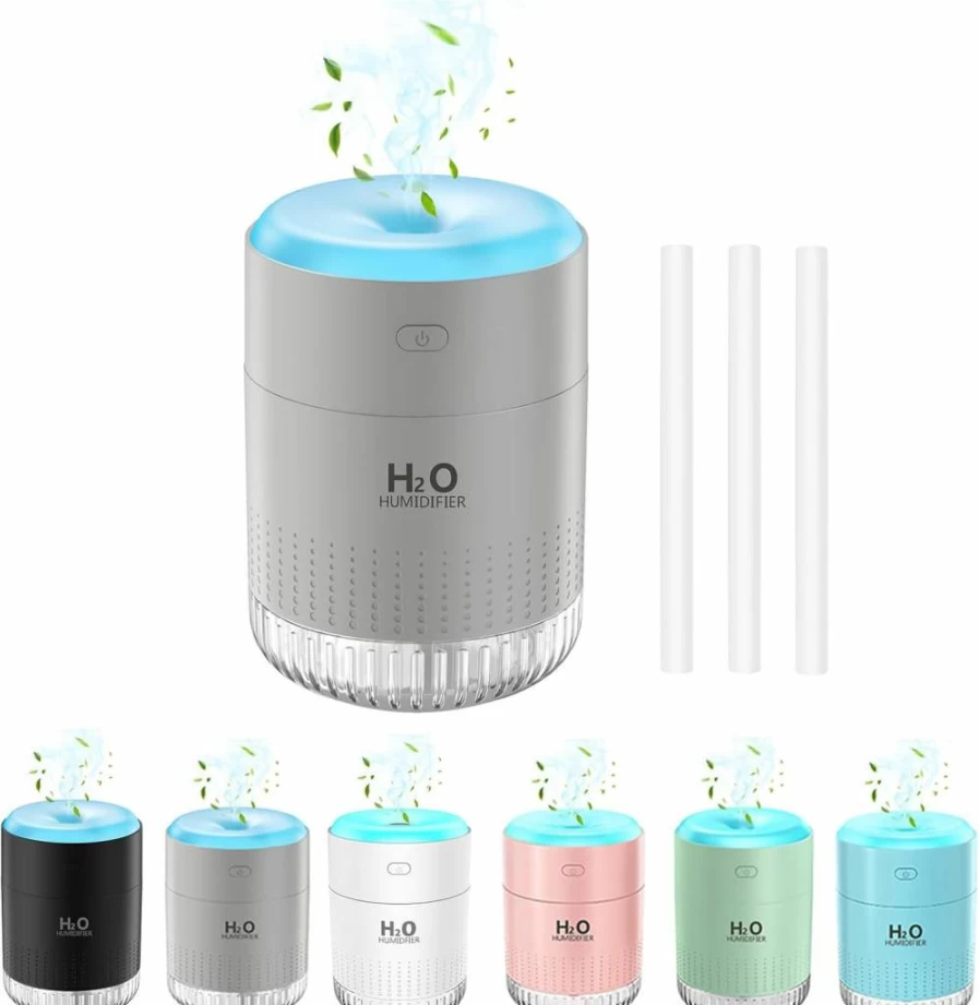 KARFUN Rechargeable Mini Humidifier with 7 Color LED Lights, Ultra Quiet Cool Mist Humidifier for Office, Baby Room, Travel, Auto Shut-Off, Portable Desktop Humidifier (White)