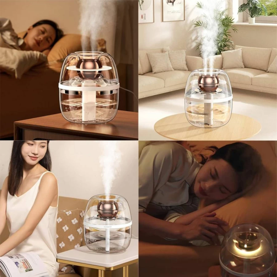 Guaber 3L Portable Humidifier with Night Light for Bedroom, Nursery, and Desktop - Quiet Ultrasonic Cool Mist Humidifier