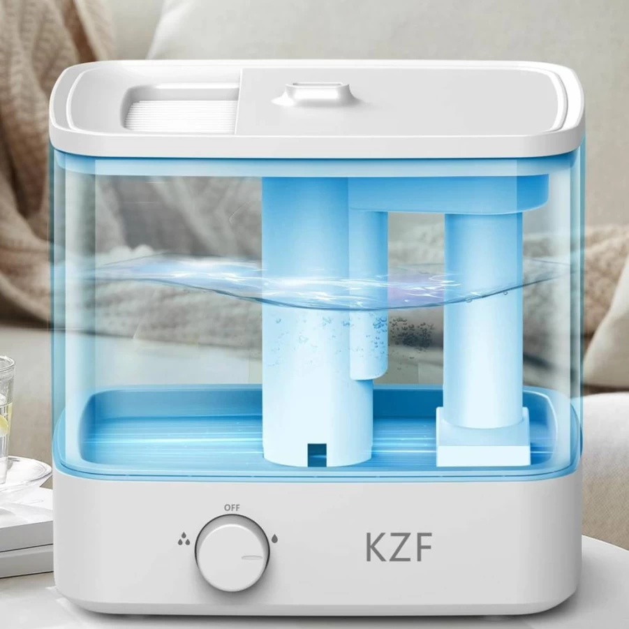 KZF 2.2L Ultrasonic Cool Mist Humidifier for Bedroom, Study, Kids Room & Yoga - Quiet Operation, Easy to Clean, Adjustable Humidity