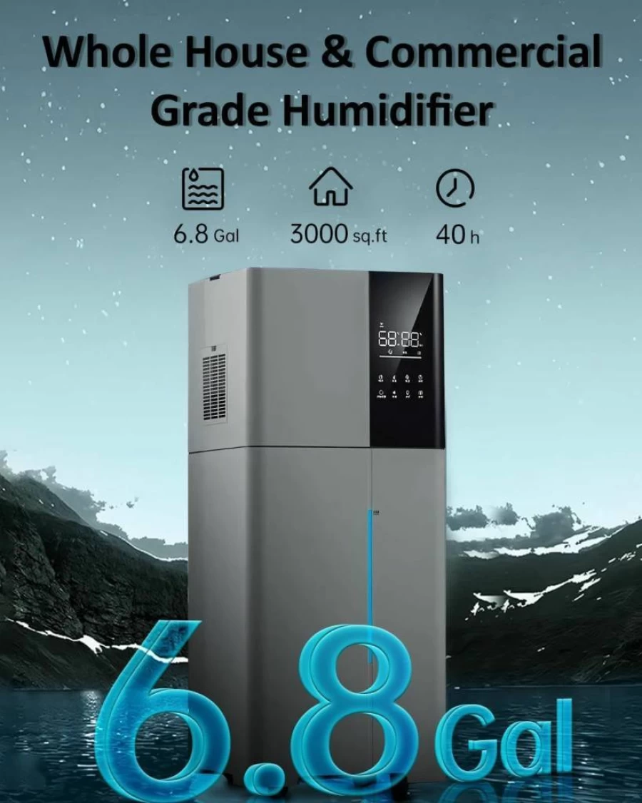 Lacidoll 3000 Sq.Ft Cool Mist Humidifier - 26L Top Fill Large Room Humidifier with 360° Nozzle, 1800mL/H Output for Home, Bedroom, Baby & Plants