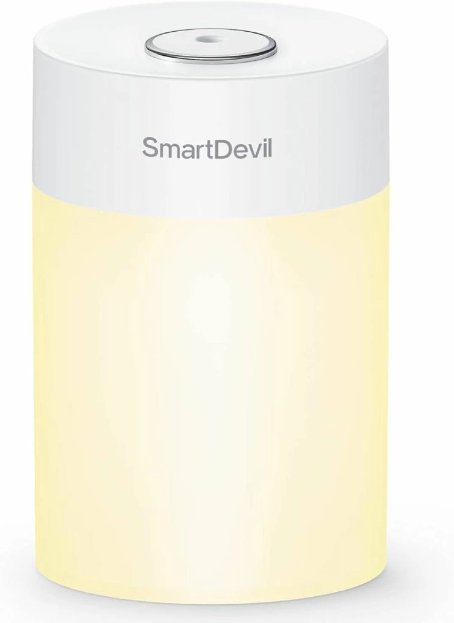 SMARTDEVIL 500ml Mini Humidifier for Bedroom, Office & Travel - Ultra Quiet, 2 Mist Modes, Auto Shut-Off, Compact Desk Humidifier for Plants & Home, White