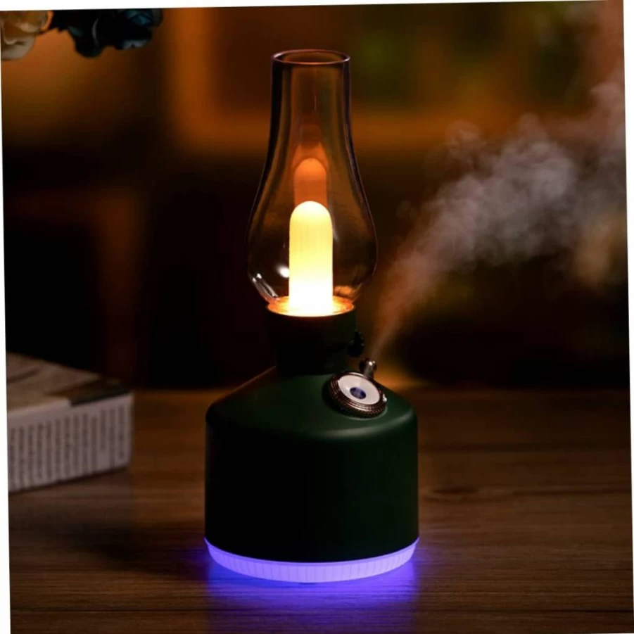 MUCKLILY Vintage USB Humidifier Night Lamp with 7 Color Changing Lights for Bedroom, Living Room, Home Office, Valentine's Day Gifts