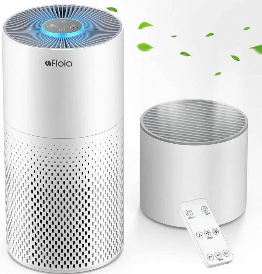 Afloia 2-in-1 Air Purifier & Humidifier with Remote Control, 22dB Ultra Quiet, 7-Color Night Light, Removes 99.99% Smoke Odor & Pollen for Bedroom & Home