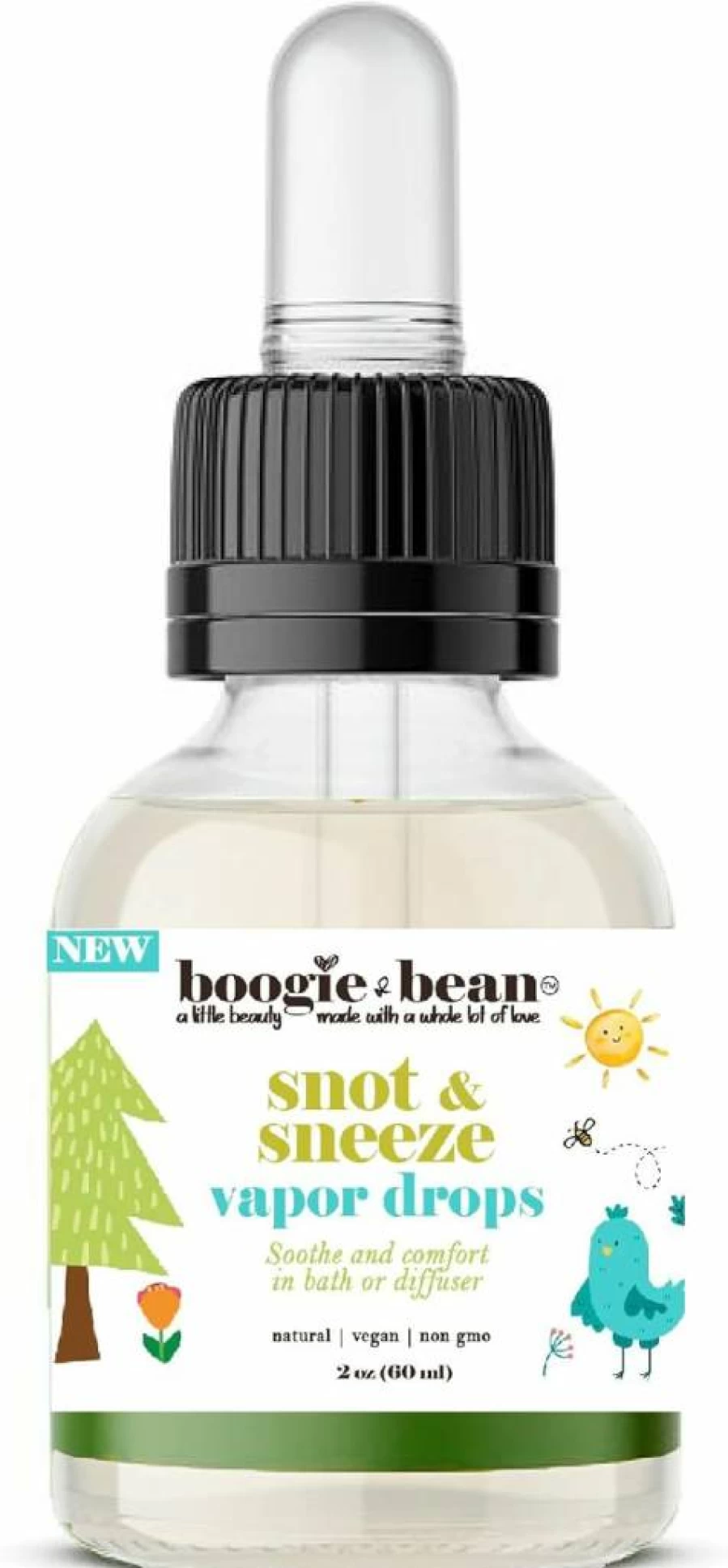 Boogie & Bean Baby Vapor Drops for Humidifiers & Diffusers - Essential Oil Blend for Congestion Relief, Stuffy Nose & Cold, Safe for Vapor Baths