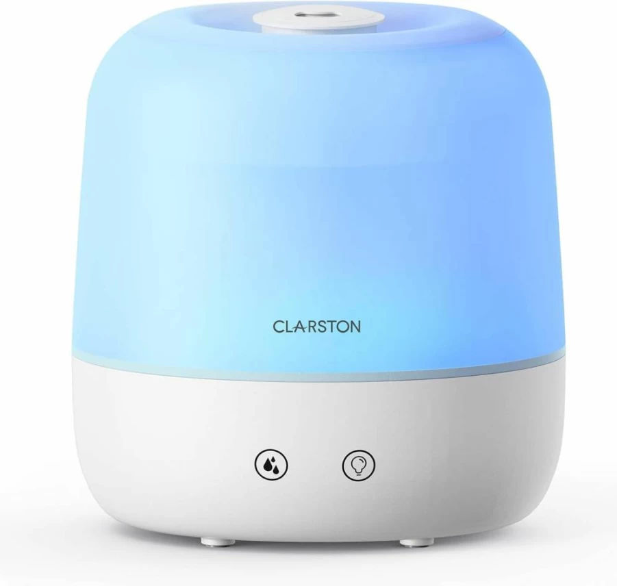 CLARSTON 2L Ultrasonic Cool Mist Humidifier for Bedroom & Baby - 360° Adjustable Nozzle, High/Low Mist Modes, Quiet Operation, BPA-Free, Auto Shut-Off, Easy Top Fill, Night Light Function