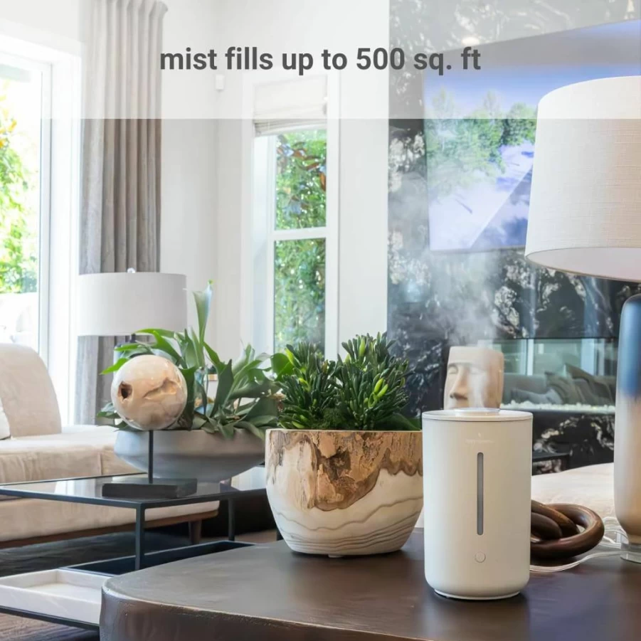 Hey Dewy Ultrasonic Humidifier - Portable Cool Mist Humidifier for Home, Office, Spa & Bedroom, Quiet Air Hydration with Pearl Design
