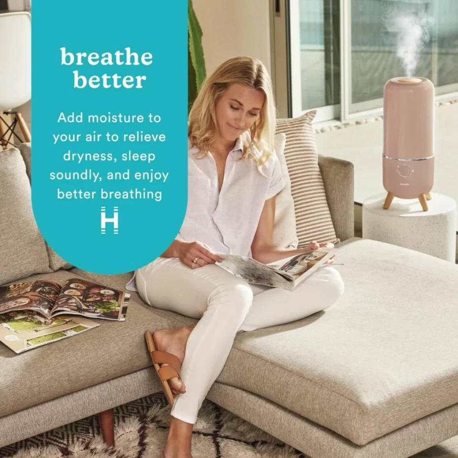 Homedics Platinum Ultrasonic Cool Mist Humidifier with 0.97-Gallon Tank, 45-Hour Runtime, Aromatherapy, Night-Light & Auto-Off for Bedroom & Home Office