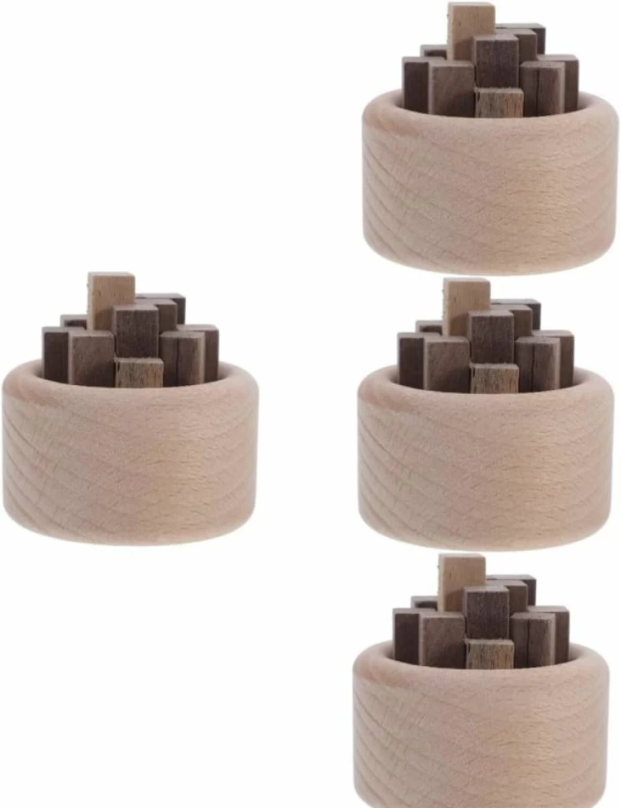 XCHOKPDG 4-Piece Wooden Essential Oil Diffuser Set - Beech Beige Humidifier for Home, Car, and Office Decor, Aromatherapy Air Freshener with Natural Woodpile Design