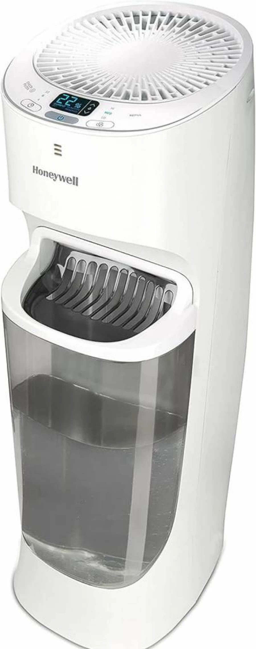 Honeywell Cool Mist Humidifier with Digital Humidistat, Top Fill Design, Space Saving Tower for Bedroom, Office, and Home - Black