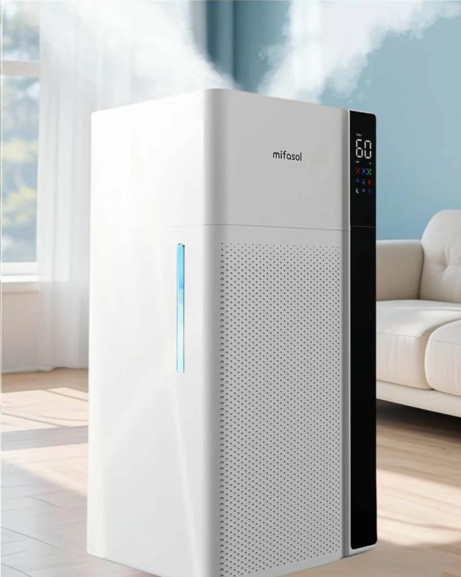 Mifasol 5.3Gal/20L Warm & Cool Mist Humidifier for Large Rooms, Bedroom, Office, Greenhouse with Dual Nozzles, Fast Even Humidity, White