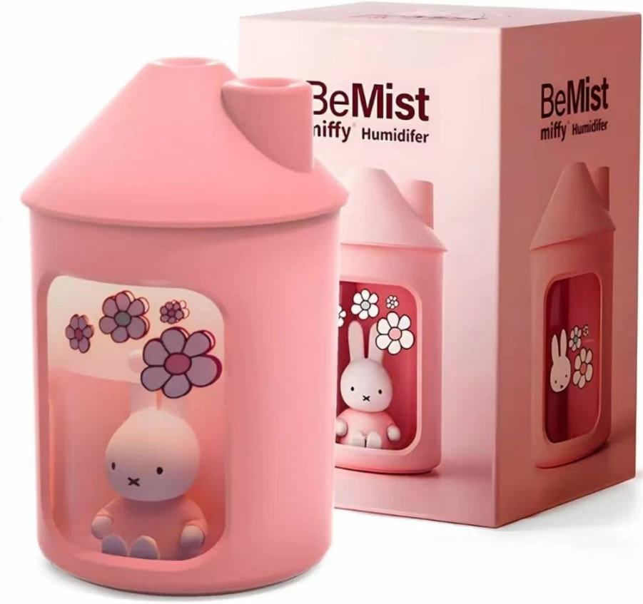 MIPOW BTA700M Ultrasonic Cool Mist Humidifier with Night Light - 450ml Quiet Portable Humidifier for Bedroom, Nursery, Office & Indoor Plants (Pink, Miffy Collaboration)