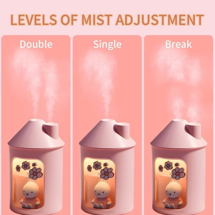 MIPOW BTA700M Ultrasonic Cool Mist Humidifier with Night Light - 450ml Quiet Portable Humidifier for Bedroom, Nursery, Office & Indoor Plants (Pink, Miffy Collaboration)