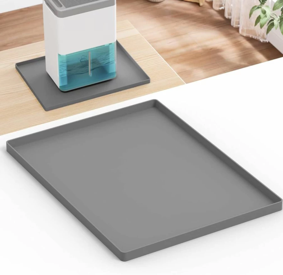 Wintcomfort 16"x12" Dehumidifier Mat - Non-Slip, Waterproof Drain Pan for Home, Bedroom & Floor Protection, Grey