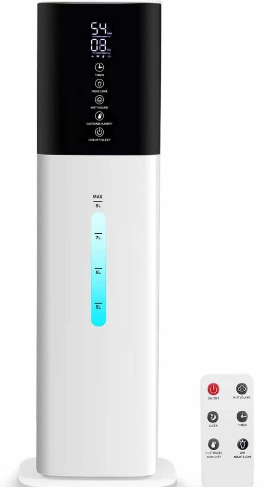 Honovos 2.1Gal Ultrasonic Cool Mist Humidifier with 7-Color LED, 360° Nozzle, Timer, Aroma Box - Quiet Large Room Humidifier for Home, Bedroom, Plants, Baby, Yoga (Black)