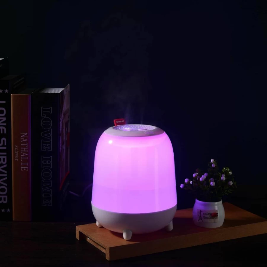 Sibosz Ultrasonic Cool Mist Humidifier with Night Light - 1.5L Top Fill, Quiet Operation, Auto Shut-Off, 5 Color Options for Bedroom, Baby & Home Use (White)