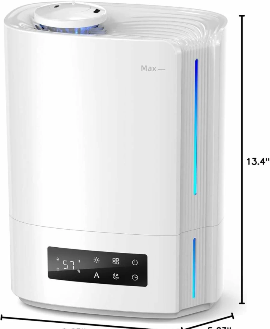 BREEZOME 6L Ultrasonic Cool Mist Humidifier with Essential Oil Diffuser - Smart Humidistat, Quiet Operation, Top Fill Design for Bedroom, Nursery, Large Rooms - Up to 60 Hours Runtime, Black