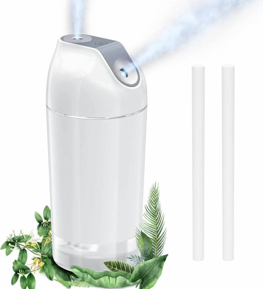 HandFun Mini Humidifier - 480ML USB Rechargeable Portable Humidifier with 2600mAh Battery, 4 Spray Modes & Night Light for Home, Office, Car, Baby, and Plants (White)