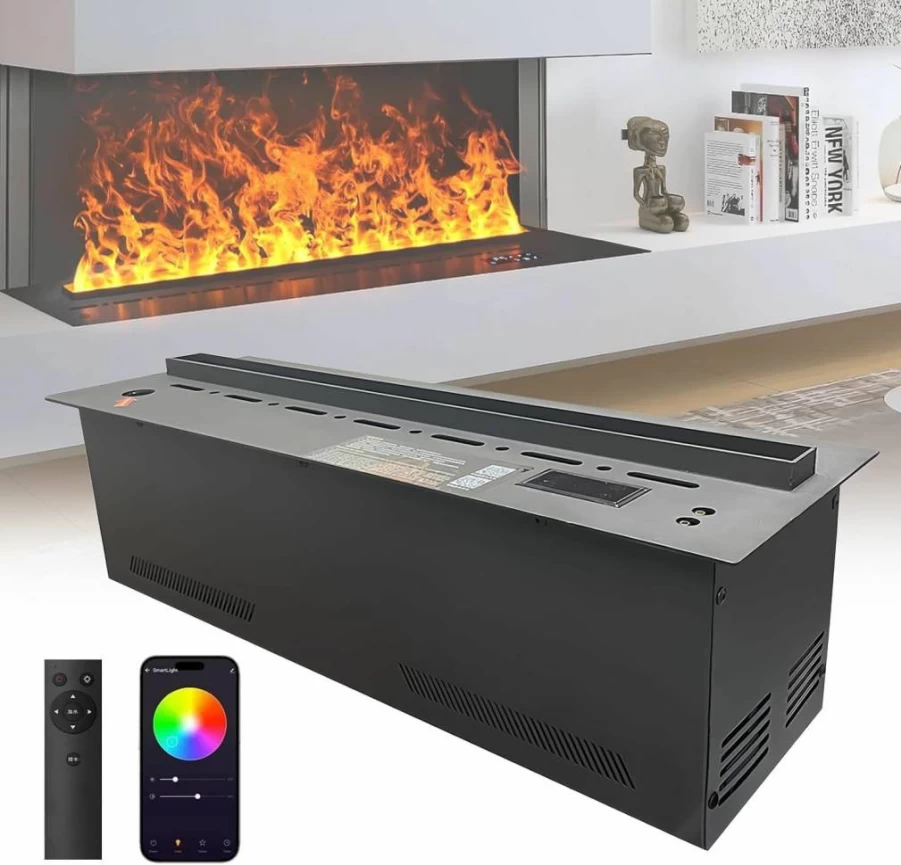 SAIYERUS 70Cm Recessed Electric Fireplace with 3D Water Vapor, Humidifier, Touch/Remote/App Control, Timer for Home/Office/Hotel Decor