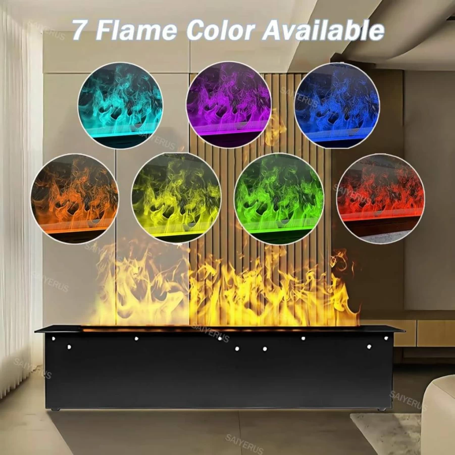 SAIYERUS 70Cm Recessed Electric Fireplace with 3D Water Vapor, Humidifier, Touch/Remote/App Control, Timer for Home/Office/Hotel Decor