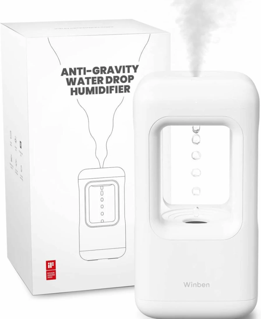 Winben White Cool Mist Humidifier for Bedroom - Ultra Quiet, Auto Shut Off, 3 Color Options, Air Moisturizer for Home & Office