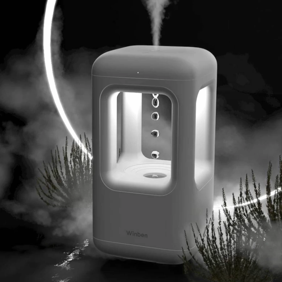 Winben White Cool Mist Humidifier for Bedroom - Ultra Quiet, Auto Shut Off, 3 Color Options, Air Moisturizer for Home & Office