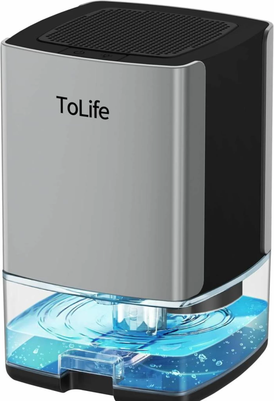ToLife 30 Oz Portable Dehumidifier with Auto-Off & 7-Color LED Light for Home, Bathroom, Bedroom, RV, Closet (500 Sq.Ft Coverage, Black)