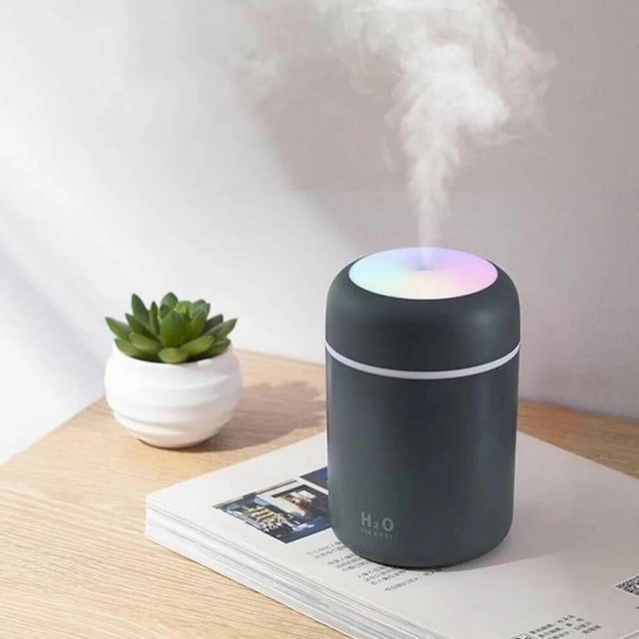 Saunana Portable Mini Humidifier 300ml - USB Cool Mist Humidifier for Bedroom, Office, Car, Travel - Quiet, Lightweight, White
