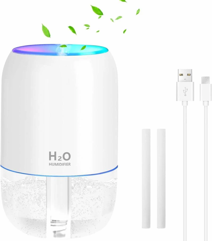 Luismia 200Ml USB Mini Humidifier for Plants, Office, Car & Bedroom - Auto Shut-Off, 2 Mist Modes, Portable Cool Mist Desktop Humidifier (Green)
