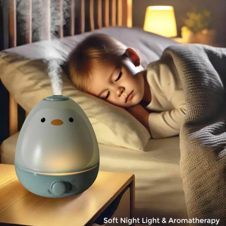 Earnest Living 3-in-1 Cool Mist Humidifier with Essential Oil Diffuser & Nightlight for Nursery, Kids Room, Large Spaces – Ultra Quiet, Auto Shut Off