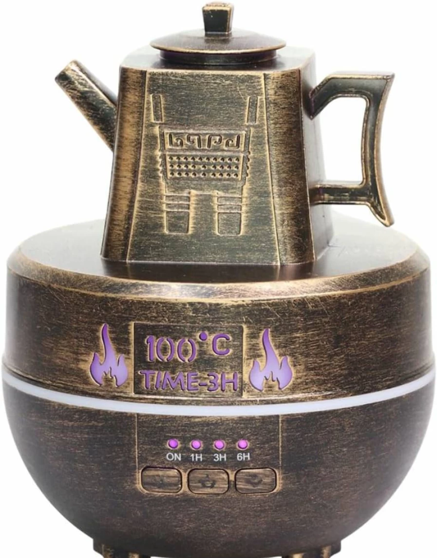 Vintage Copper Kettle Aromatherapy Diffuser with Colorful Lights - Portable Humidifier for Home, Office & Spa - User-Friendly Essential Oil Sprayer