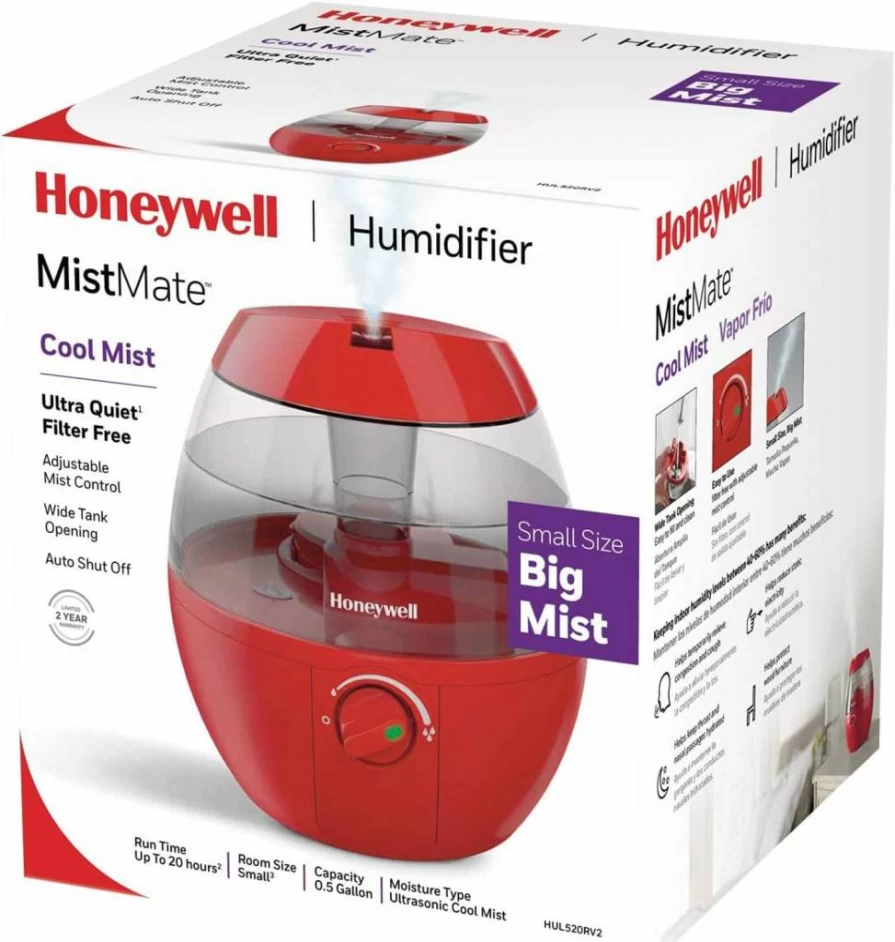 Honeywell HUL520B Cool Mist Humidifier - Black, Easy-Fill Tank, Auto Shut-Off, Ideal for Small Rooms, Bedrooms, Nursery & Office