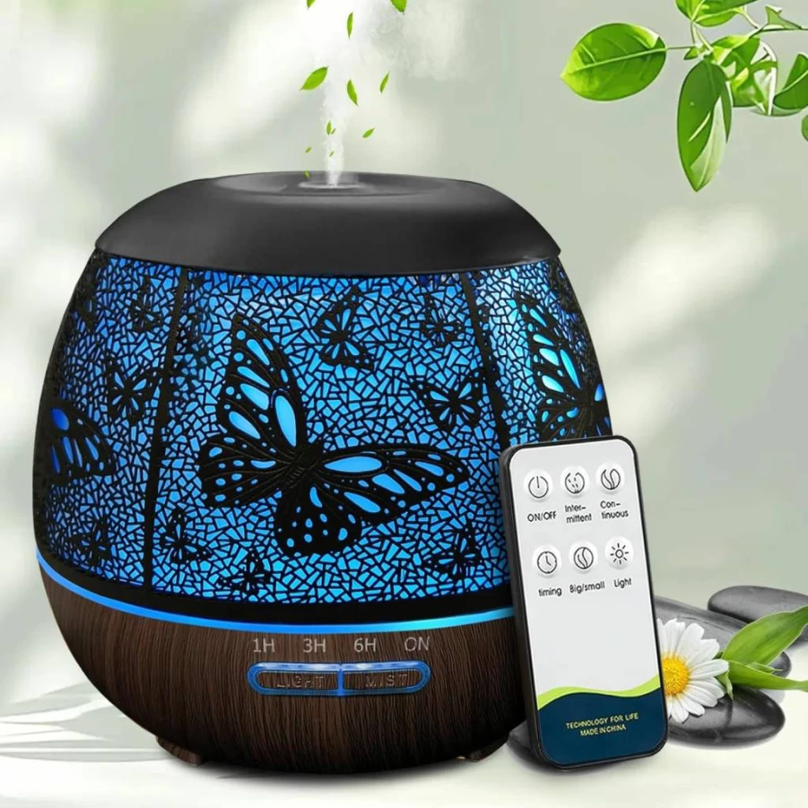 Vinfucher 400ml Ultrasonic Essential Oil Diffuser with Remote, 7 Color LED Lights, 3 Mist Modes, Auto Shut-Off for Home, Bedroom, Office