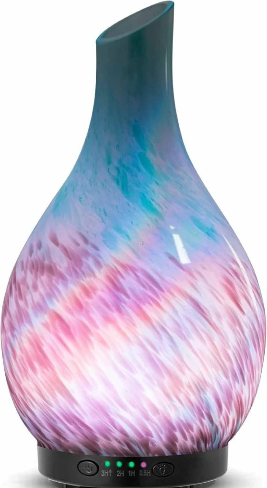MAXWINER Diamond Aromatherapy Essential Oil Diffuser - 120ml Ultrasonic Humidifier with 7 Color Changing LED Lights, Auto Shut-Off, Timer for Home, Office, Spa | Handmade Art Glass Design