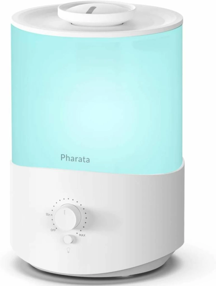 Pharata 2.5L Ultrasonic Cool Mist Humidifier with Essential Oil Diffuser, Top Fill, Auto Shut-Off, for Bedroom, Baby, Home, and Large Rooms