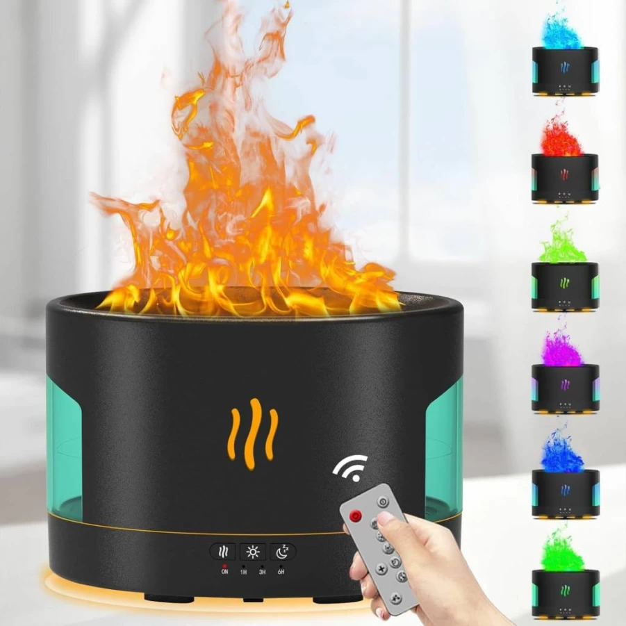 POSVIU 450ML Bluetooth Essential Oil Diffuser with Humidifier, White Noise, Remote Control & 7 Color LED Lights for Home, Office, Large Room, Gift Idea