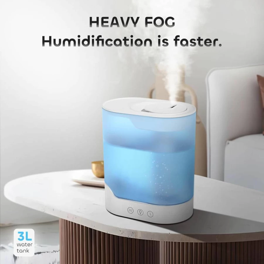 YOGIN 3L Cool Mist Humidifier with Essential Oil Diffuser - Ultra-Quiet <24dB, Top-Fill Design, Smart Humidity Control, 40H Runtime for Bedroom