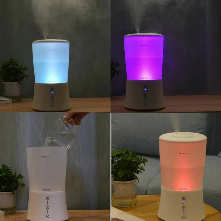 BlueHills Premium 2000mL XL Essential Oil Diffuser for Large Rooms – 40-Hour Runtime, 2L Capacity, High Mist Output, Dark Wood Grain Design – Aromatherapy Humidifier (Model E003)