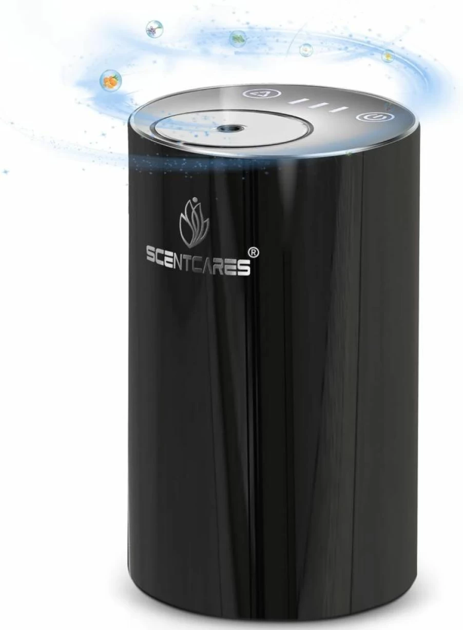 Scentcares Portable Smart Cordless Air Diffuser - 3 Cold Mist Modes, 1/2/3H Timer, Black Aromatherapy Essential Oil Diffuser for Home & Hotel