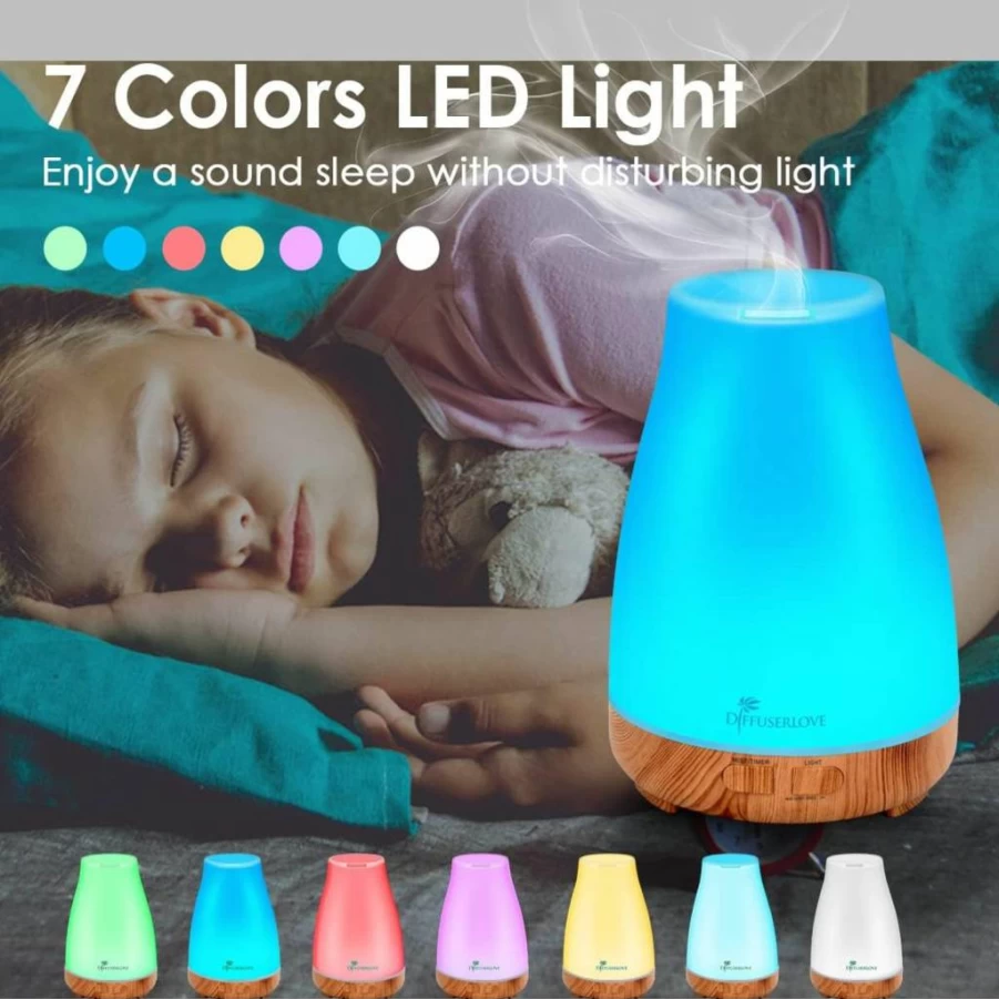 Diffuserlove 300ML Aromatherapy Essential Oil Diffuser with Remote Control, 7 Color LED Lights, Auto Shut-Off, for Bedroom, Office, Yoga, and Home Humidification