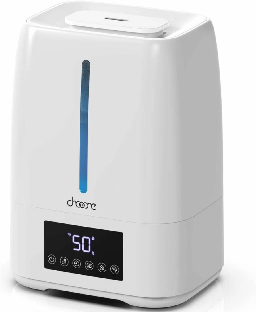 Chooone 6L Smart Ultrasonic Humidifier - Cool & Warm Mist with Humidity Control, Aroma Diffuser, Night Light, 12H Timer, Quiet Operation for Bedroom, Nursery, Large Rooms & Plants