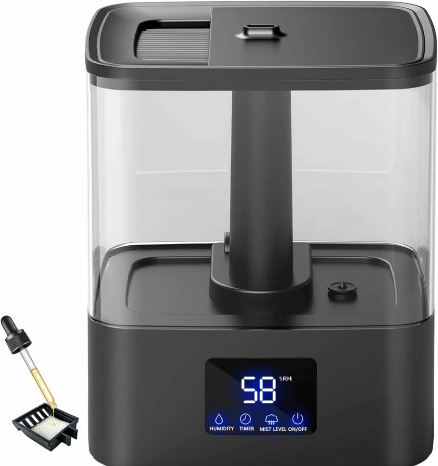 KZF 4L Ultrasonic Cool Mist Humidifier - 60H Top Fill Quiet 28dB Essential Oil Diffuser for Bedroom, Baby & Plants, Adjustable Mist, Super Large Tank