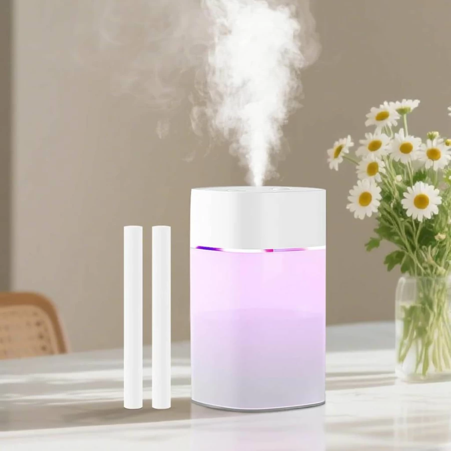 Kiusiy 400ml Portable Cool Mist Humidifier for Plants, Bedroom, Office, Desk, Car & Travel - Small Mini Personal Humidifier