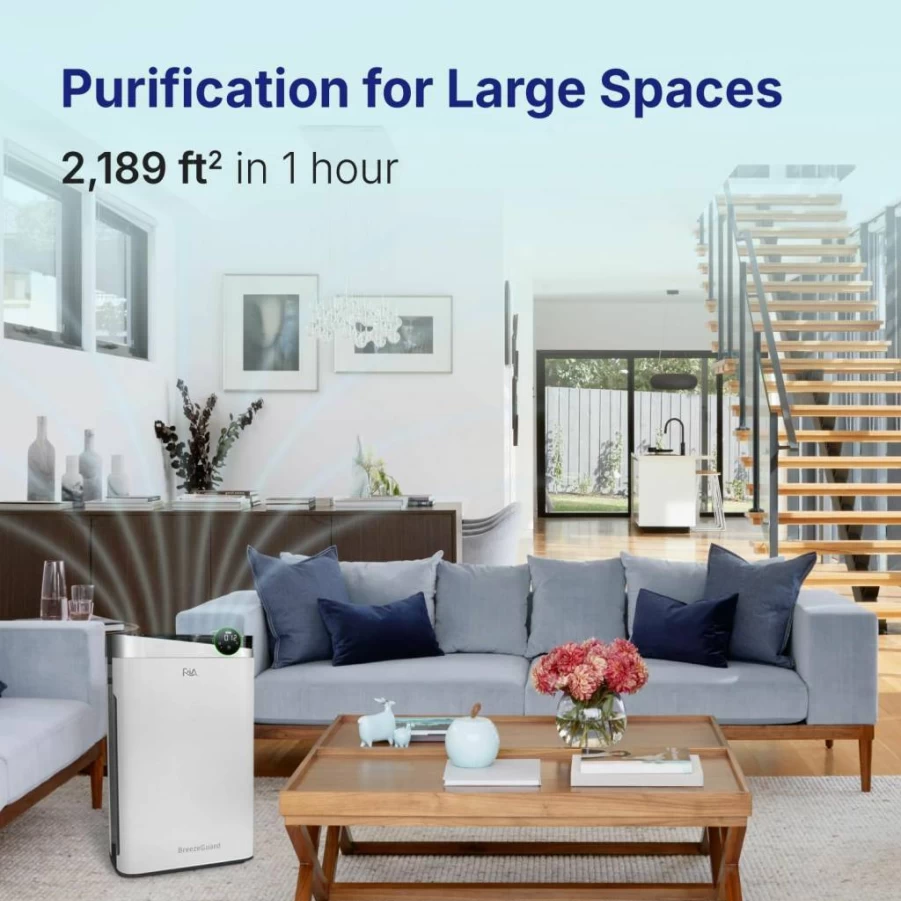 RIA Smart Air Purifier & Humidifier 2-in-1 for Large Rooms up to 2500 Sq Ft - HEPA Filter Removes Wildfire Smoke, PM2.5, Allergens - WiFi App Control, Industrial-Grade Air Cleaner