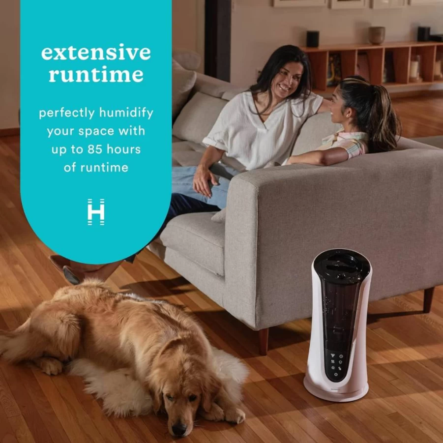 Homedics Ultrasonic Humidifier with Cool & Warm Mist, Essential Oil Diffuser, Built-In Timer, 5 Settings for Bedroom, Office, Plants - White/Black