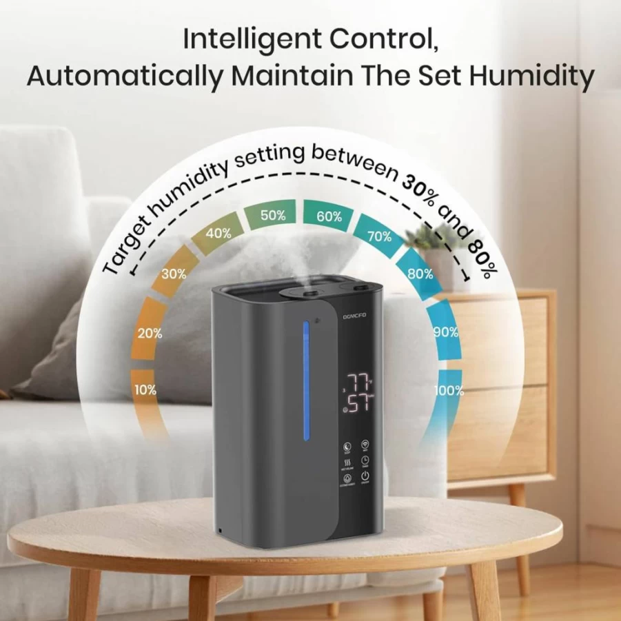 OGACFO 5L Ultrasonic Cool Mist Humidifier - Top Fill, Smart Air Humidifier for Large Rooms, Bedrooms, Baby & Plants, 50H Runtime, 28dB Quiet, Essential Oil Diffuser