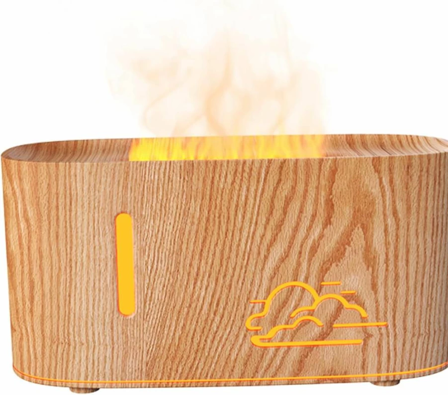 Eaarliyam Flame Air Diffuser with 7 Color LED Lights, 2 Mist Modes for Aromatherapy, Humidifier for Home, Office, Gym, and Shop